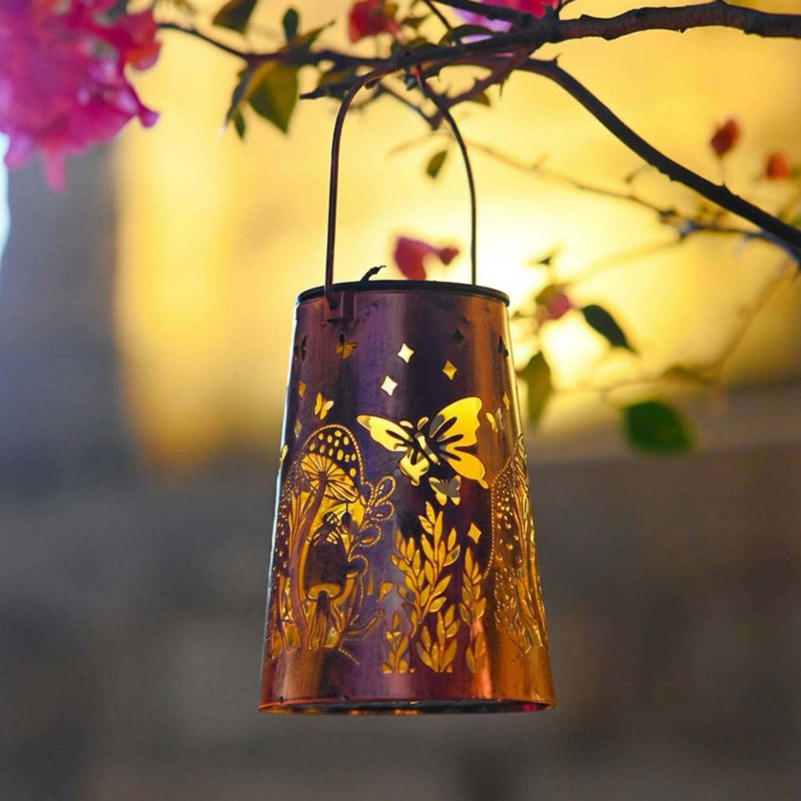 Outdoor Power Lights - Floral Garden Lantern Pattern Garden Luminary