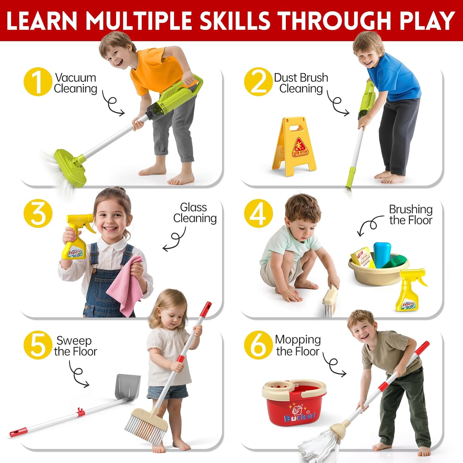 Kids Cleaning Toy Set Housekee - Outdoor Power Broom ulasan dan harga