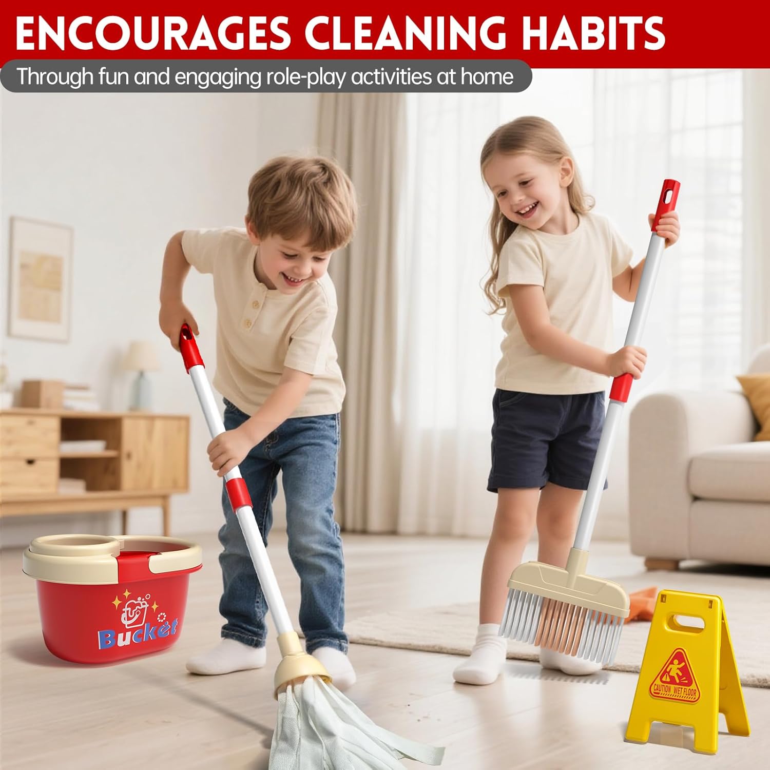 Kids Cleaning Toy Set Housekee - Outdoor Power Broom ulasan dan harga
