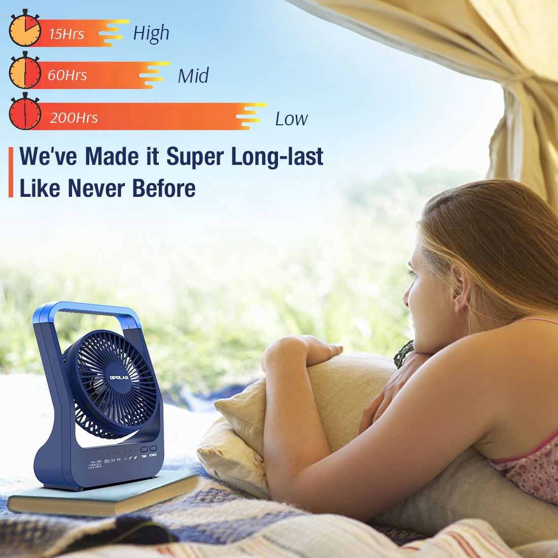 Battery Operated Fan, 20000mAh - Outdoor Power With Timer ulasan dan harga