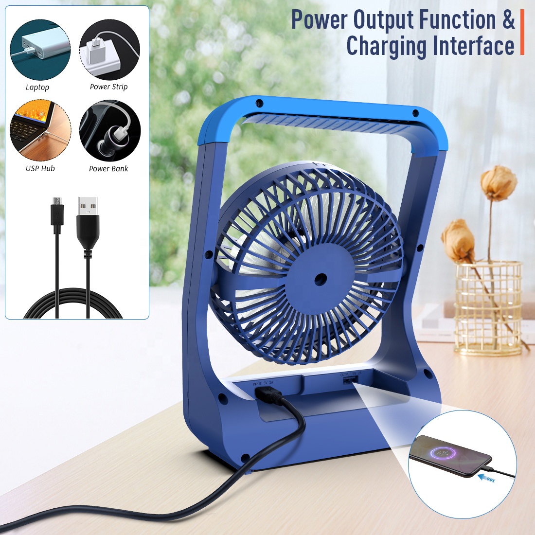 Battery Operated Fan, 20000mAh - Outdoor Power With Timer ulasan dan harga