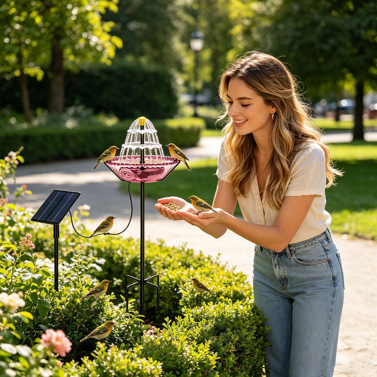 Bird Bath Solar Powered Garden - Power Outdoor ulasan dan harga